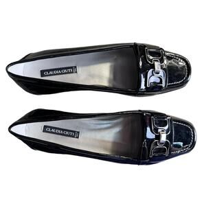 Claudia Ciuti Patent Leather Loafers Black Euro Preppy Italy Quiet Luxury Size 6